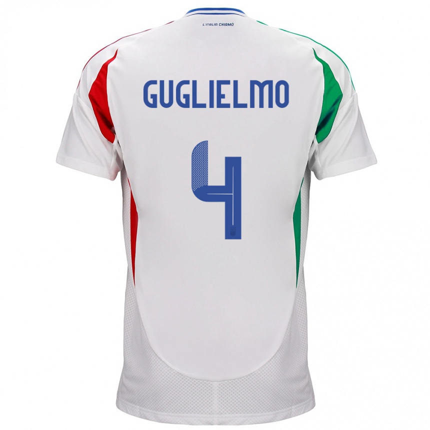 Kids Football Italy Lucia Di Guglielmo #4 White Away Jersey 24-26 T-Shirt Za