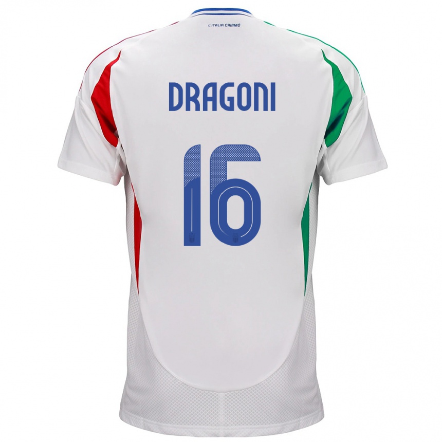 Kids Football Italy Giulia Dragoni #16 White Away Jersey 24-26 T-Shirt Za