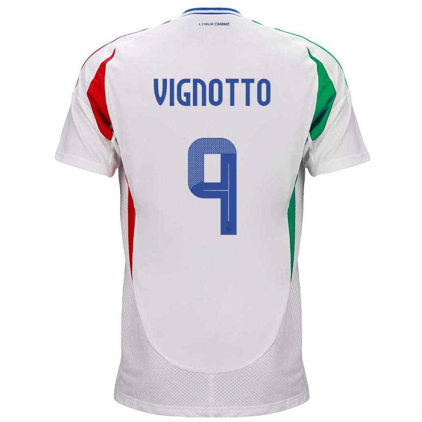 Kids Football Italy Elisabetta Vignotto #9 White Away Jersey 24-26 T-Shirt Za