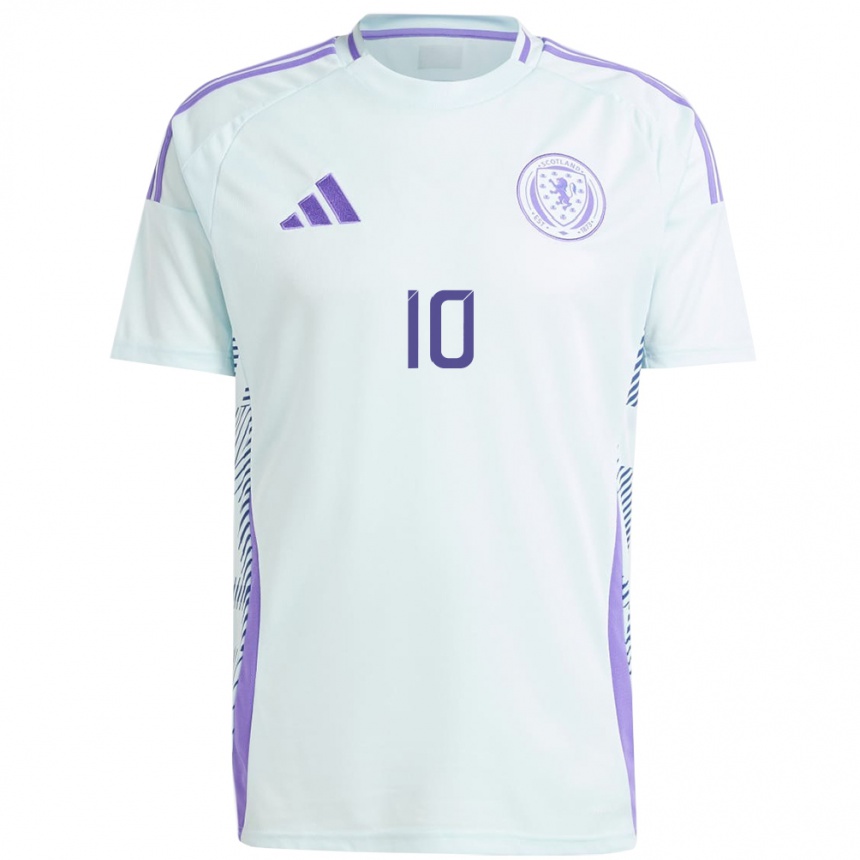 Kids Football Scotland David Watson #10 Light Mint Blue Away Jersey 24-26 T-Shirt Za