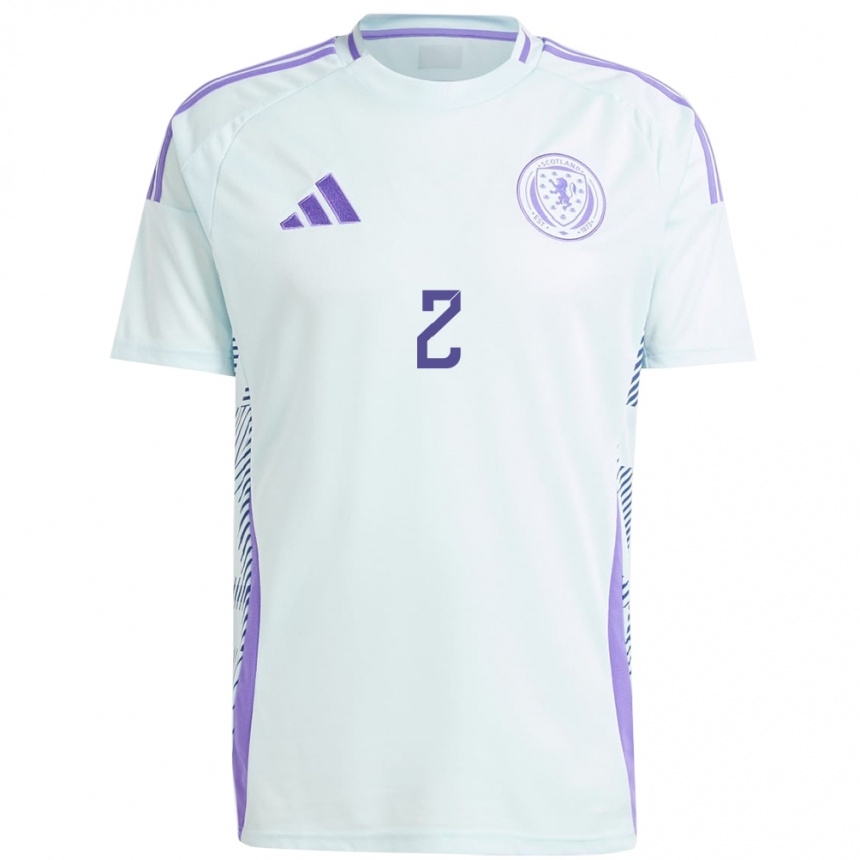 Kids Football Scotland Nicola Docherty #2 Light Mint Blue Away Jersey 24-26 T-Shirt Za