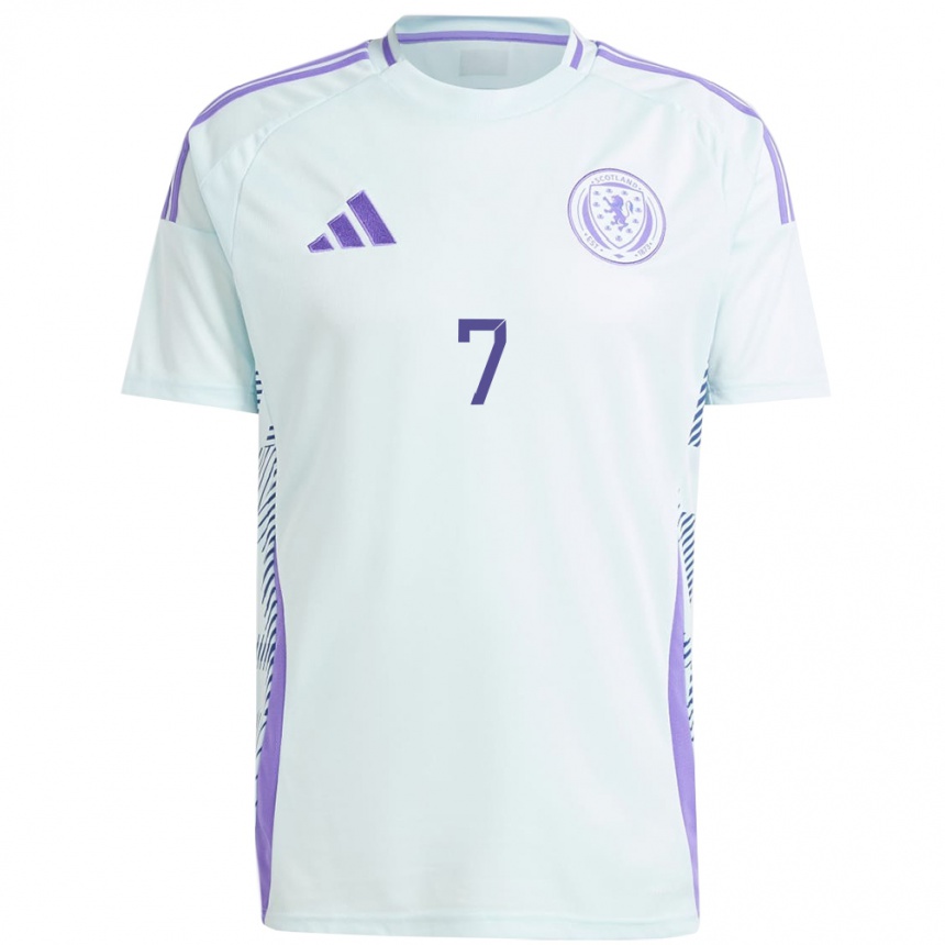 Kids Football Scotland John Mcginn #7 Light Mint Blue Away Jersey 24-26 T-Shirt Za