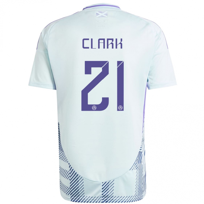 Kids Football Scotland Zander Clark #21 Light Mint Blue Away Jersey 24-26 T-Shirt Za