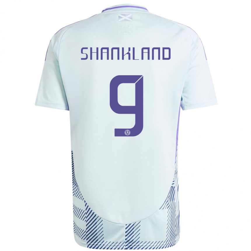 Kids Football Scotland Lawrence Shankland #9 Light Mint Blue Away Jersey 24-26 T-Shirt Za