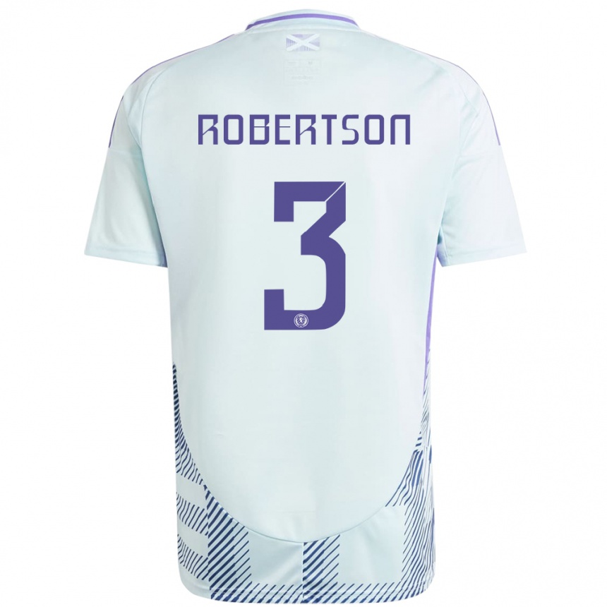 Kids Football Scotland Andrew Robertson #3 Light Mint Blue Away Jersey 24-26 T-Shirt Za