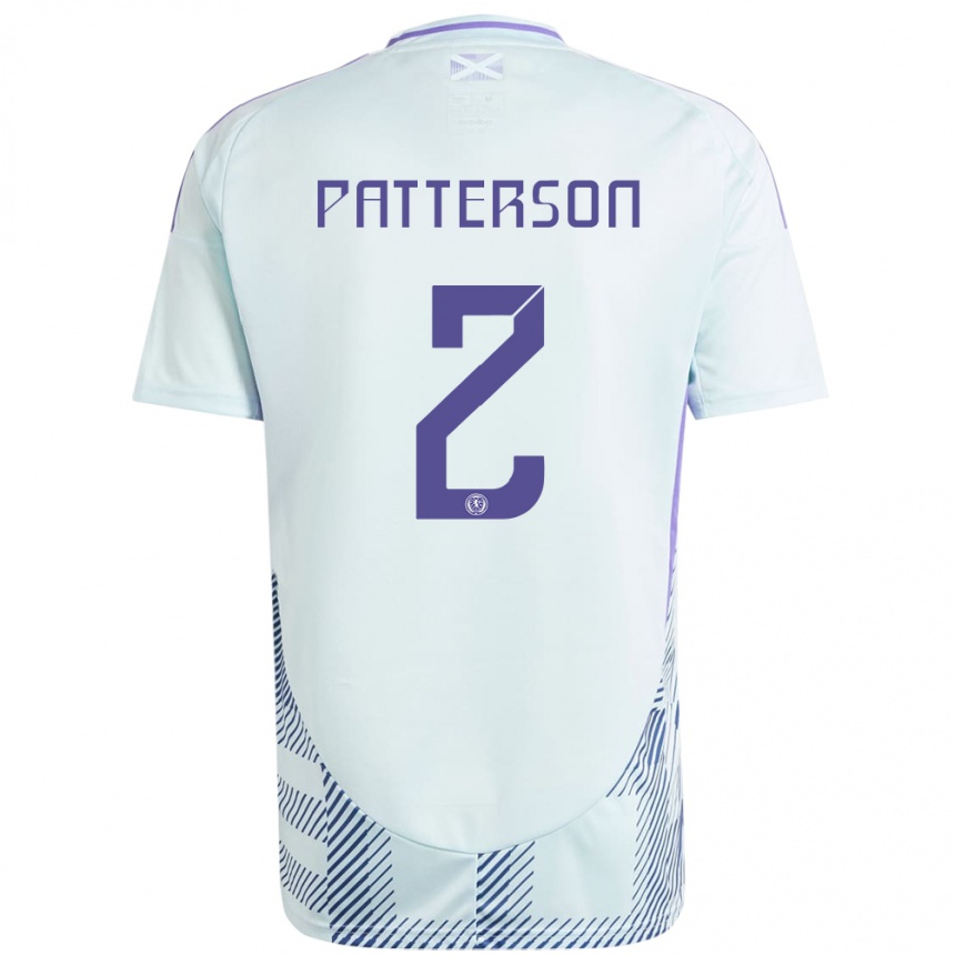 Kids Football Scotland Nathan Patterson #2 Light Mint Blue Away Jersey 24-26 T-Shirt Za