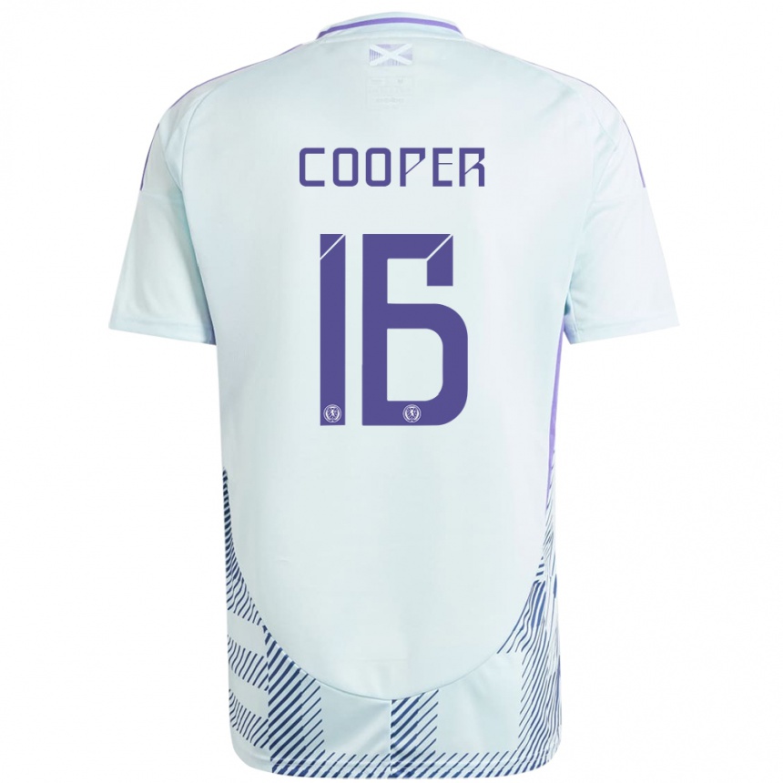 Kids Football Scotland Liam Cooper #16 Light Mint Blue Away Jersey 24-26 T-Shirt Za