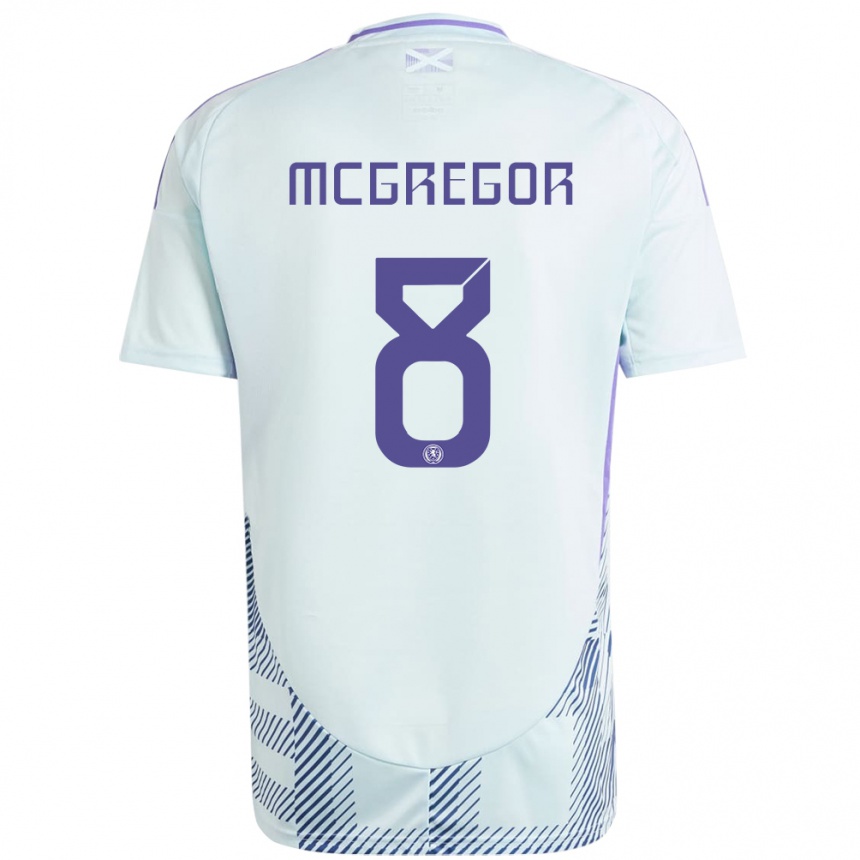 Kids Football Scotland Callum Mcgregor #8 Light Mint Blue Away Jersey 24-26 T-Shirt Za