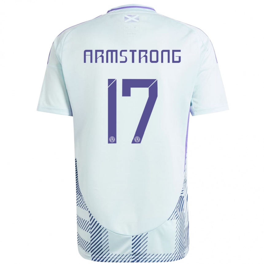 Kids Football Scotland Stuart Armstrong #17 Light Mint Blue Away Jersey 24-26 T-Shirt Za