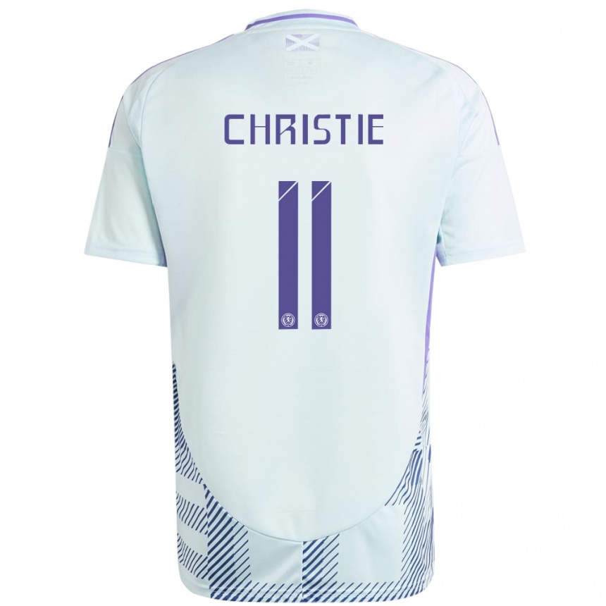 Kids Football Scotland Ryan Christie #11 Light Mint Blue Away Jersey 24-26 T-Shirt Za