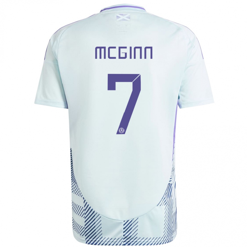 Kids Football Scotland John Mcginn #7 Light Mint Blue Away Jersey 24-26 T-Shirt Za