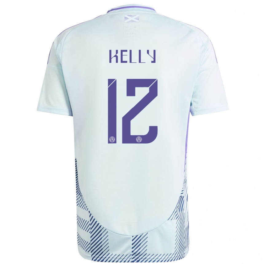 Kids Football Scotland Liam Kelly #12 Light Mint Blue Away Jersey 24-26 T-Shirt Za