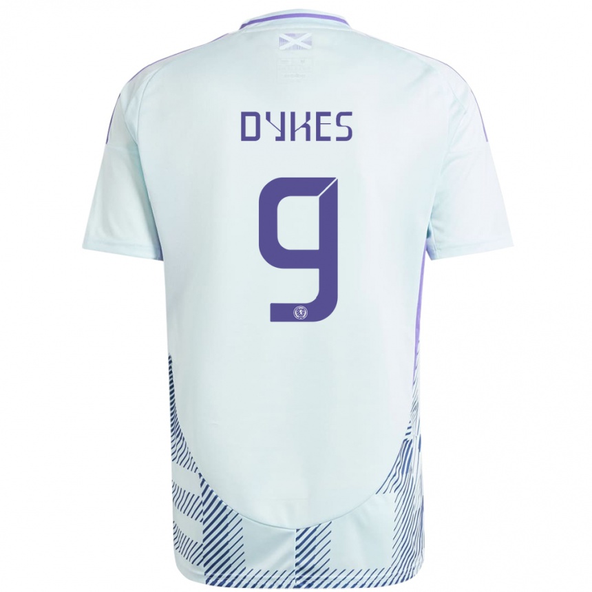 Kids Football Scotland Lyndon Dykes #9 Light Mint Blue Away Jersey 24-26 T-Shirt Za