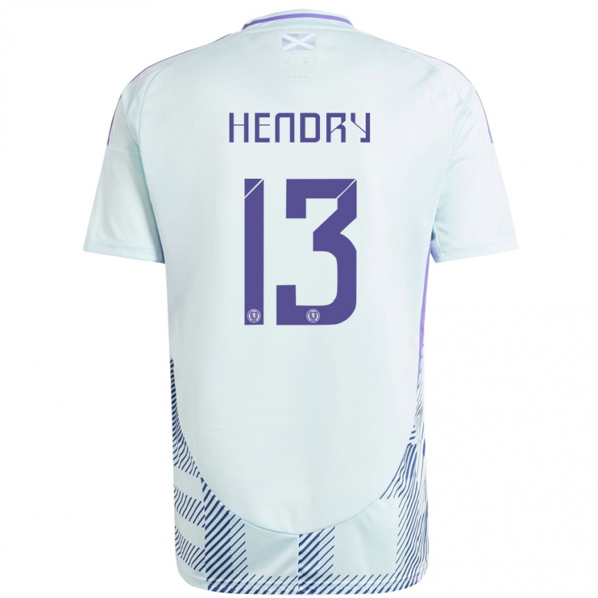 Kids Football Scotland Jack Hendry #13 Light Mint Blue Away Jersey 24-26 T-Shirt Za