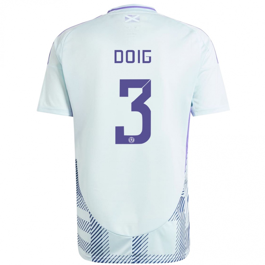 Kids Football Scotland Josh Doig #3 Light Mint Blue Away Jersey 24-26 T-Shirt Za