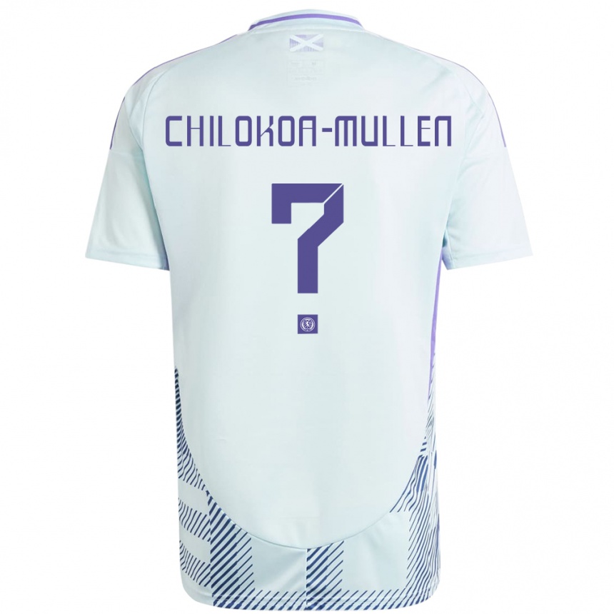 Kids Football Scotland Jeremiah Chilokoa-Mullen #0 Light Mint Blue Away Jersey 24-26 T-Shirt Za