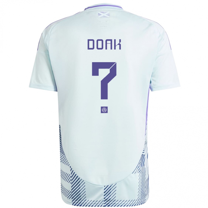 Kids Football Scotland Ben Doak #0 Light Mint Blue Away Jersey 24-26 T-Shirt Za