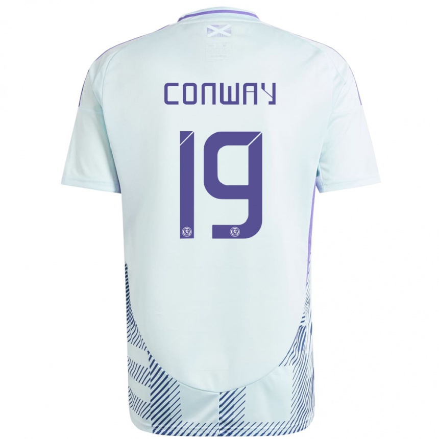 Kids Football Scotland Tommy Conway #19 Light Mint Blue Away Jersey 24-26 T-Shirt Za