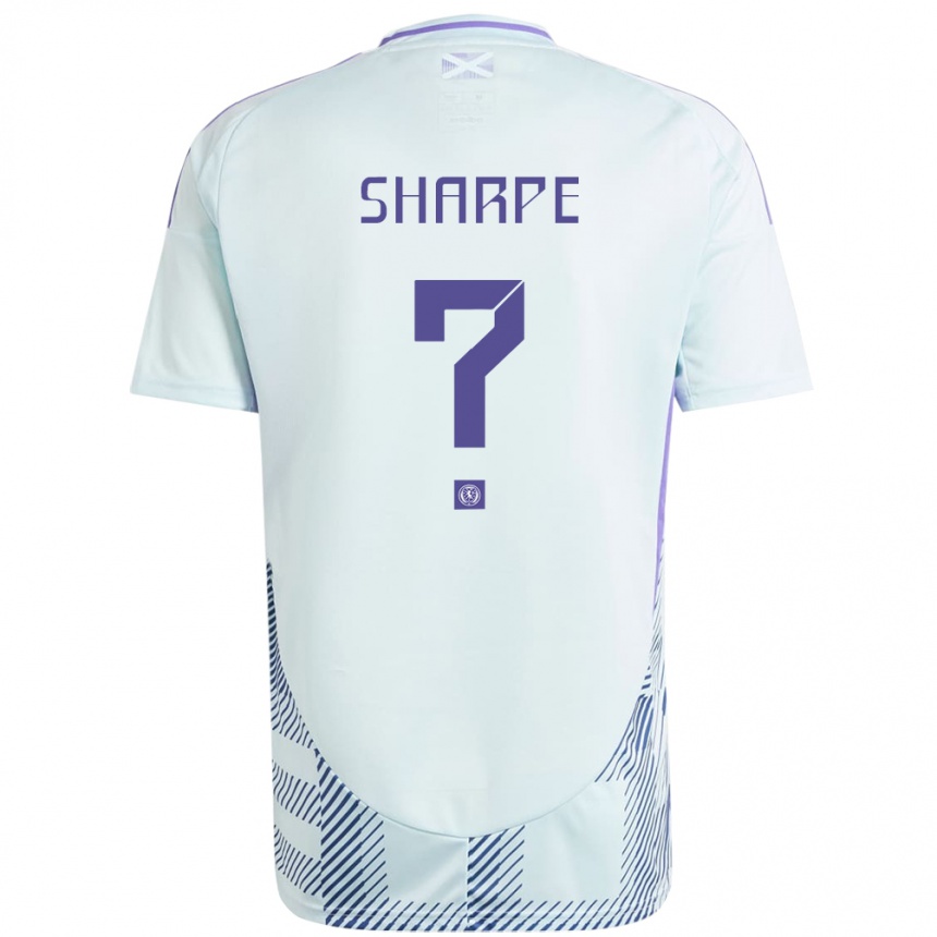 Kids Football Scotland Malachi Sharpe #0 Light Mint Blue Away Jersey 24-26 T-Shirt Za