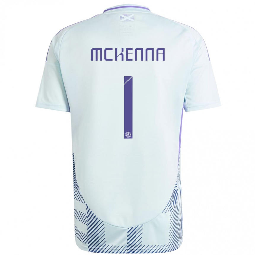 Kids Football Scotland Callan Mckenna #1 Light Mint Blue Away Jersey 24-26 T-Shirt Za