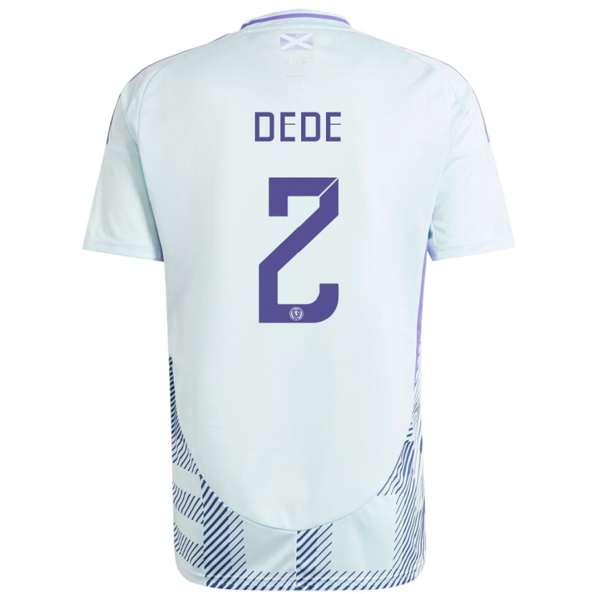 Kids Football Scotland Josh Dede #2 Light Mint Blue Away Jersey 24-26 T-Shirt Za