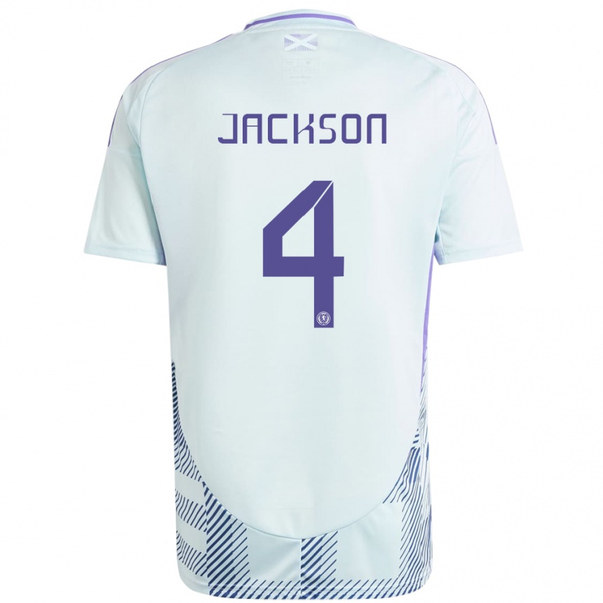 Kids Football Scotland Louis Jackson #4 Light Mint Blue Away Jersey 24-26 T-Shirt Za