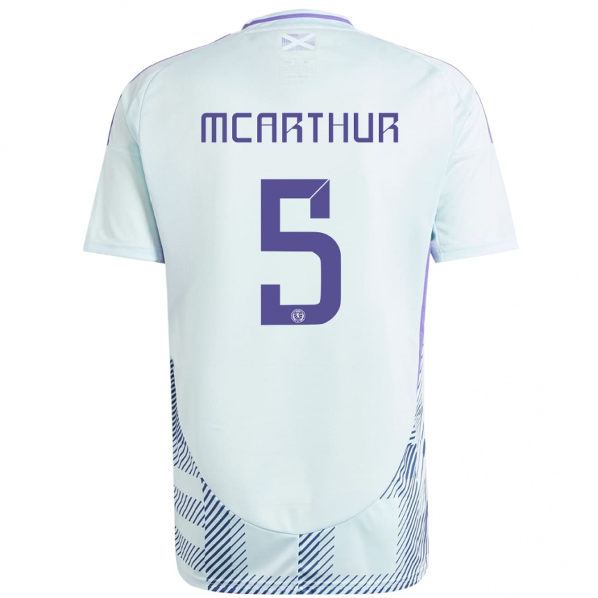 Kids Football Scotland Charlie Mcarthur #5 Light Mint Blue Away Jersey 24-26 T-Shirt Za