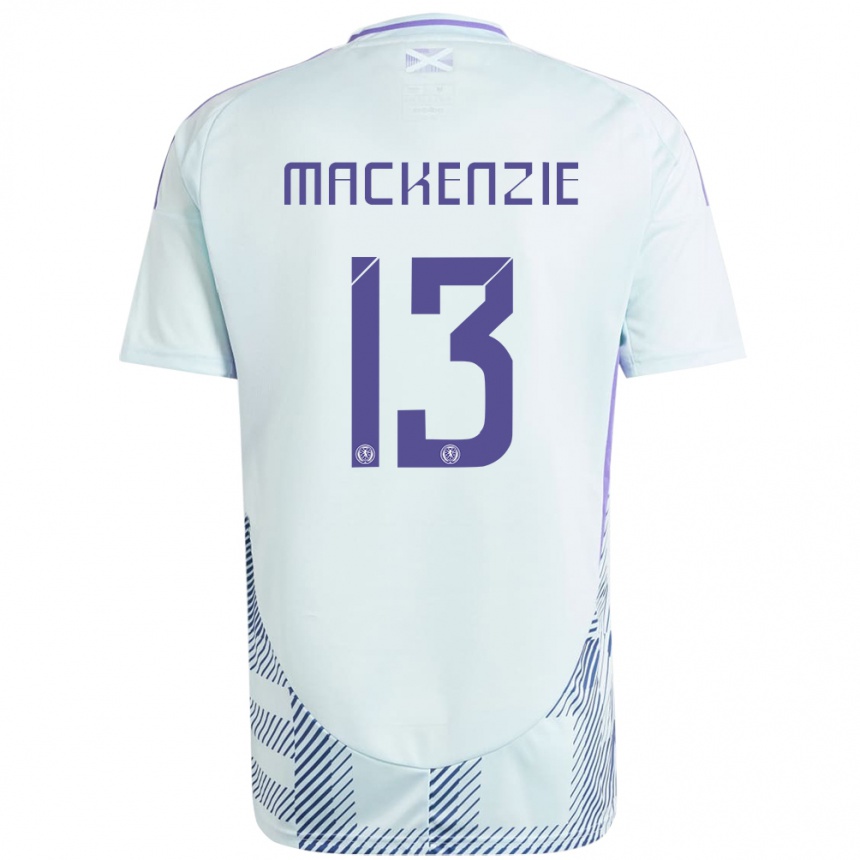 Kids Football Scotland Zander Mackenzie #13 Light Mint Blue Away Jersey 24-26 T-Shirt Za