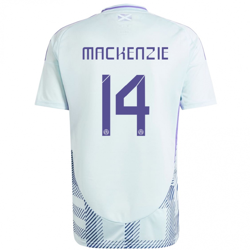 Kids Football Scotland Magnus Mackenzie #14 Light Mint Blue Away Jersey 24-26 T-Shirt Za