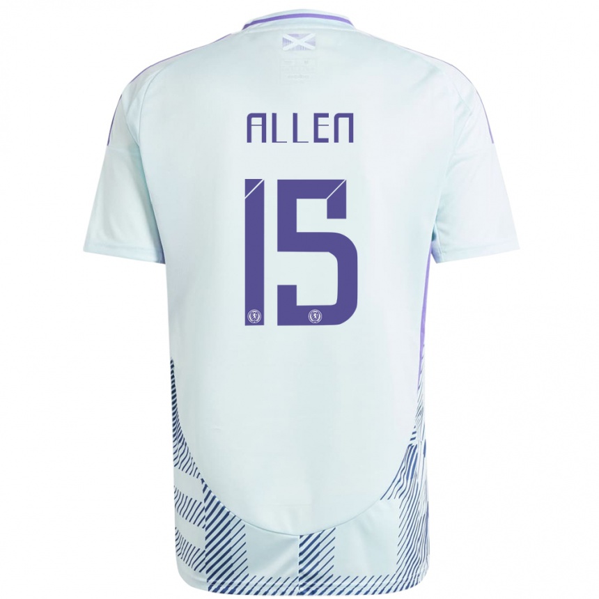 Kids Football Scotland Greig Allen #15 Light Mint Blue Away Jersey 24-26 T-Shirt Za