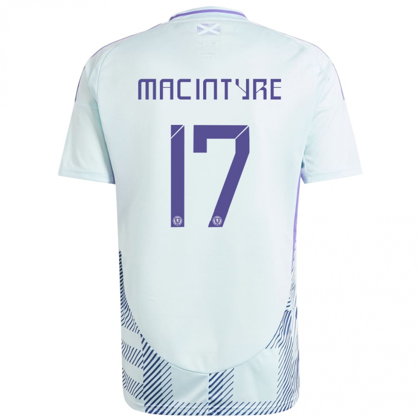 Kids Football Scotland Jacob Macintyre #17 Light Mint Blue Away Jersey 24-26 T-Shirt Za