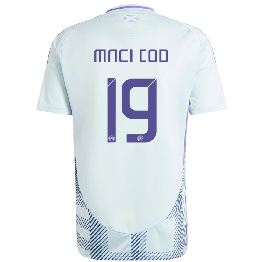 Kids Football Scotland Rory Macleod #19 Light Mint Blue Away Jersey 24-26 T-Shirt Za