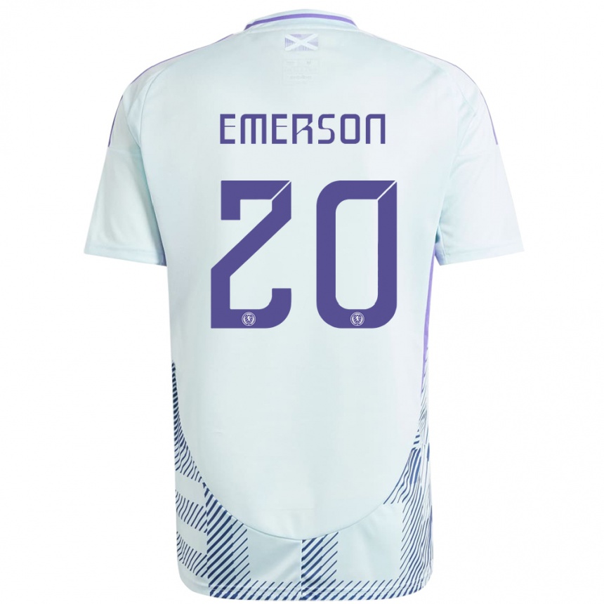 Kids Football Scotland Johnny Emerson #20 Light Mint Blue Away Jersey 24-26 T-Shirt Za