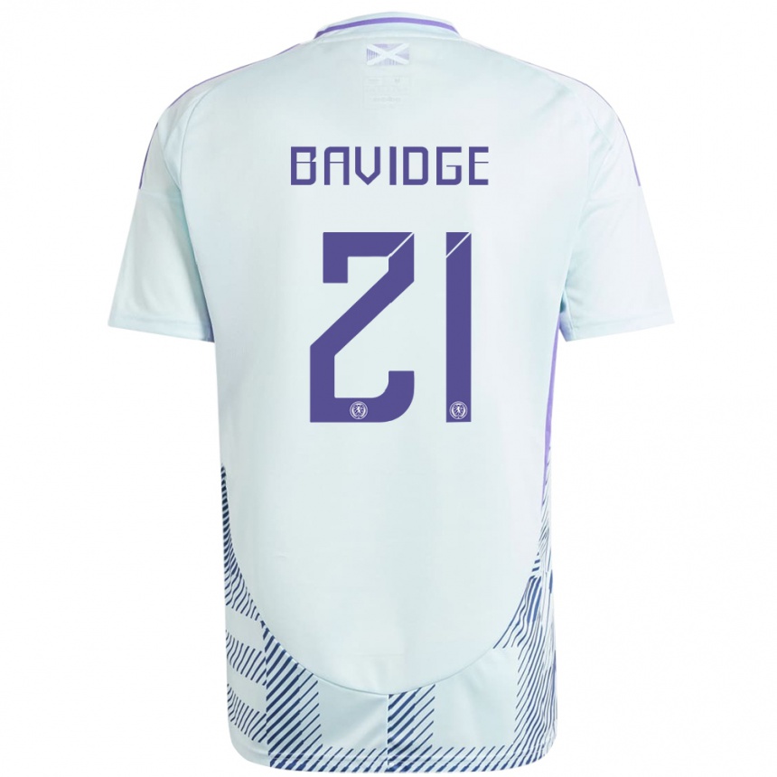 Kids Football Scotland Alfie Bavidge #21 Light Mint Blue Away Jersey 24-26 T-Shirt Za