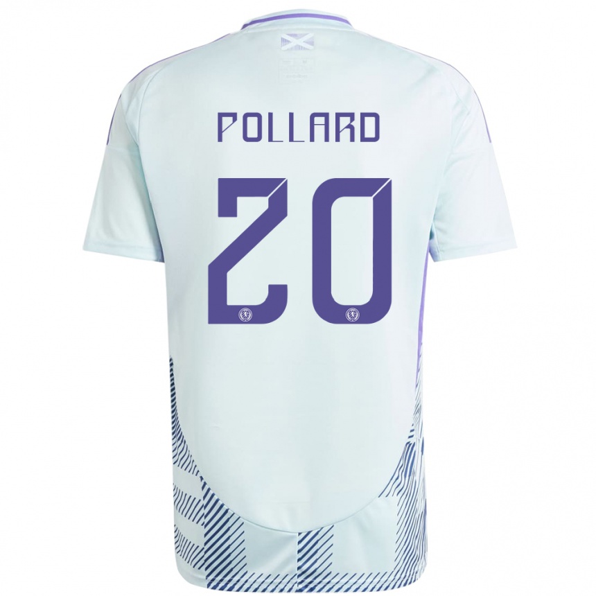 Kids Football Scotland Lancelot Pollard #20 Light Mint Blue Away Jersey 24-26 T-Shirt Za