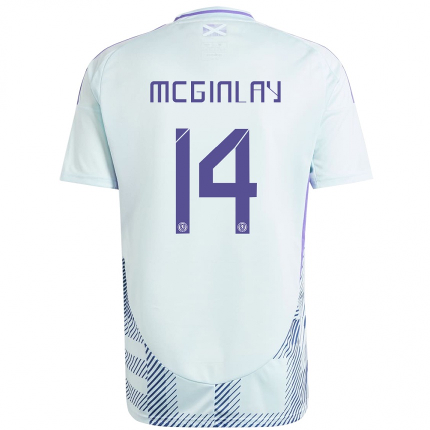 Kids Football Scotland Aiden Mcginlay #14 Light Mint Blue Away Jersey 24-26 T-Shirt Za