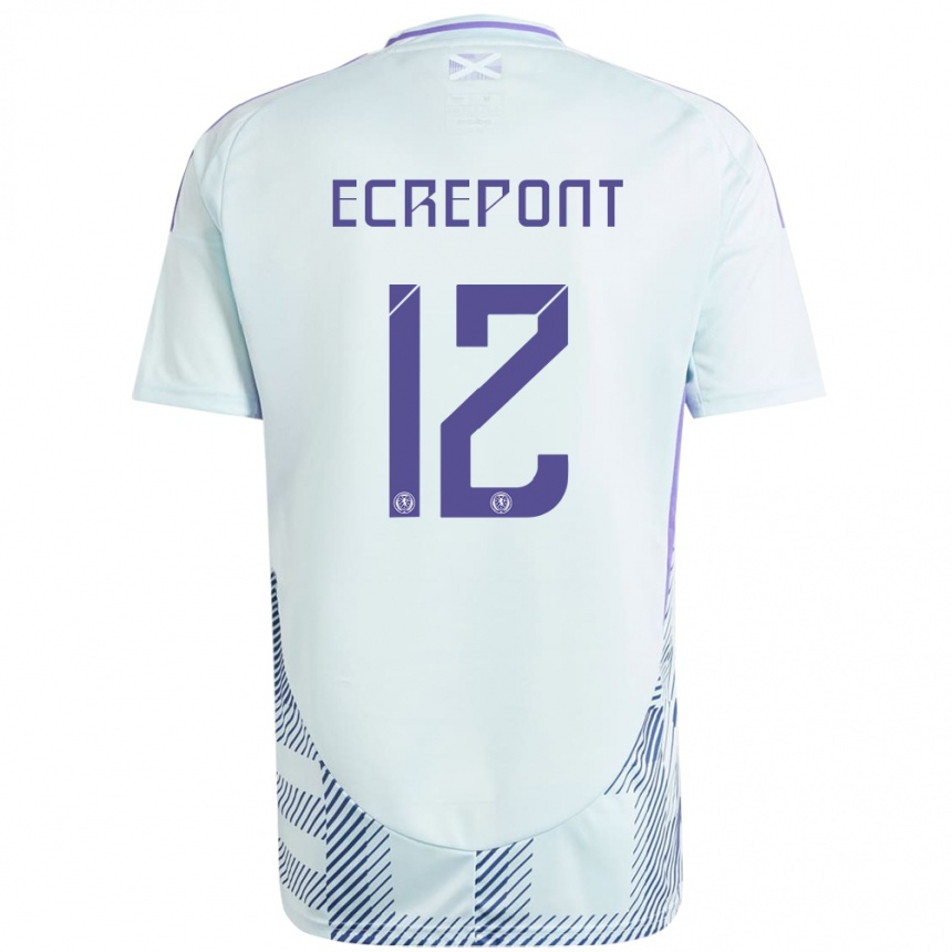 Kids Football Scotland Oliver Ecrepont #12 Light Mint Blue Away Jersey 24-26 T-Shirt Za