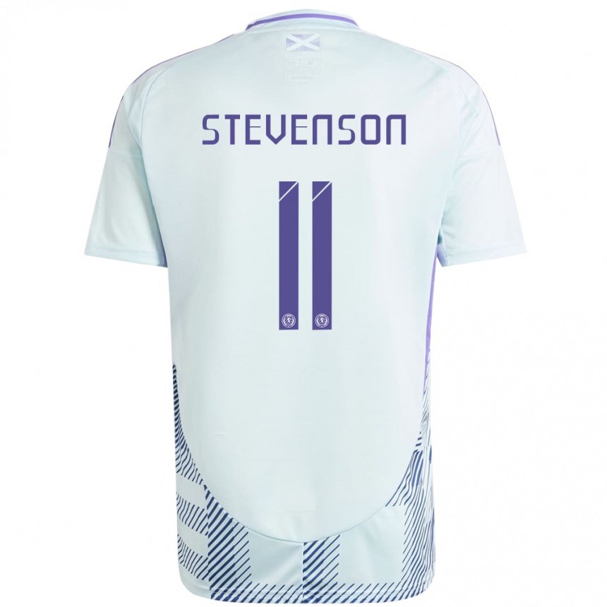 Kids Football Scotland Gus Stevenson #11 Light Mint Blue Away Jersey 24-26 T-Shirt Za