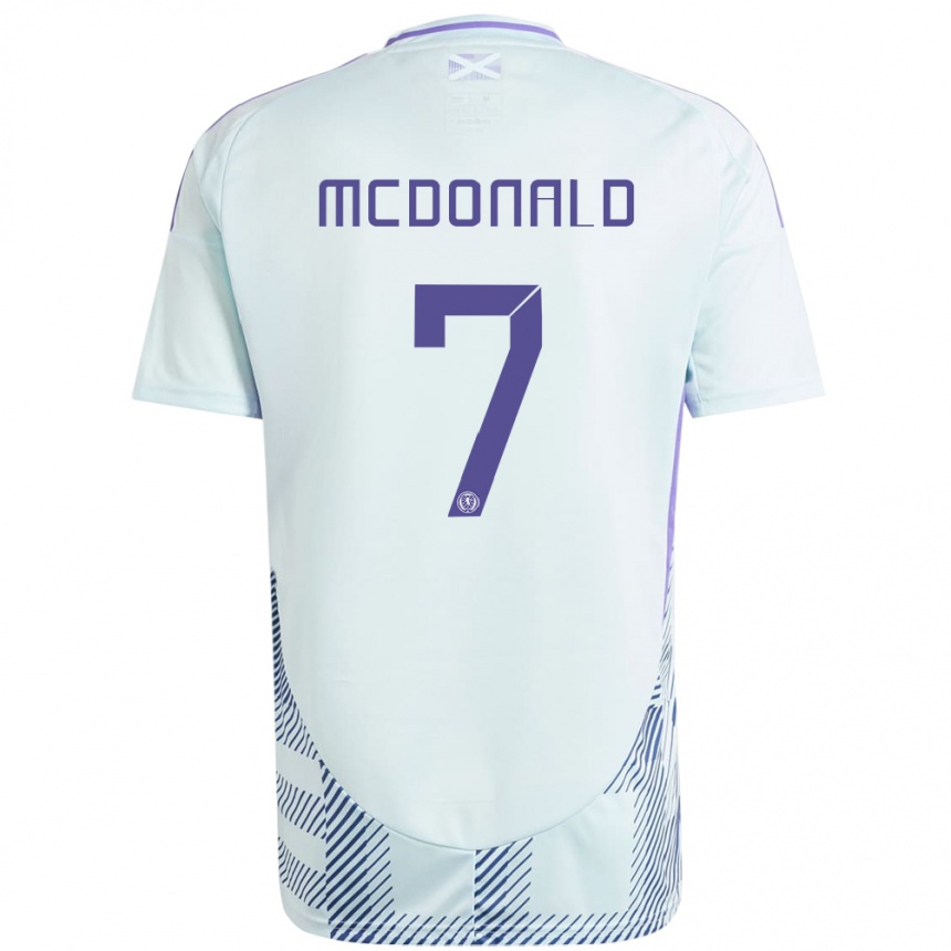 Kids Football Scotland Josh Mcdonald #7 Light Mint Blue Away Jersey 24-26 T-Shirt Za