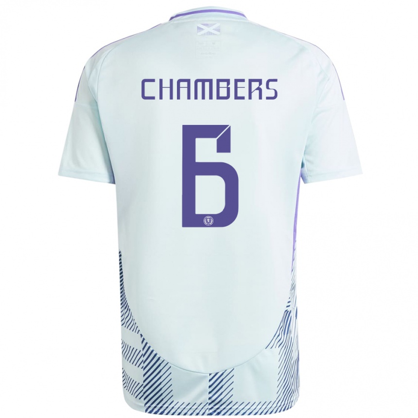 Kids Football Scotland Sam Chambers #6 Light Mint Blue Away Jersey 24-26 T-Shirt Za