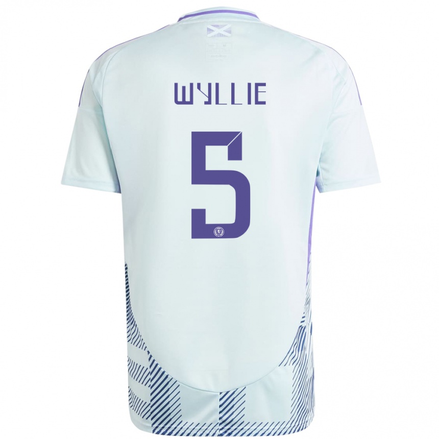 Kids Football Scotland Jack Wyllie #5 Light Mint Blue Away Jersey 24-26 T-Shirt Za