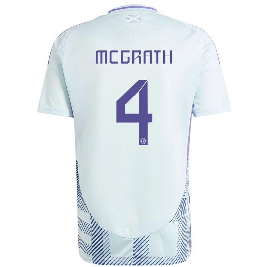 Kids Football Scotland Joseph Mcgrath #4 Light Mint Blue Away Jersey 24-26 T-Shirt Za