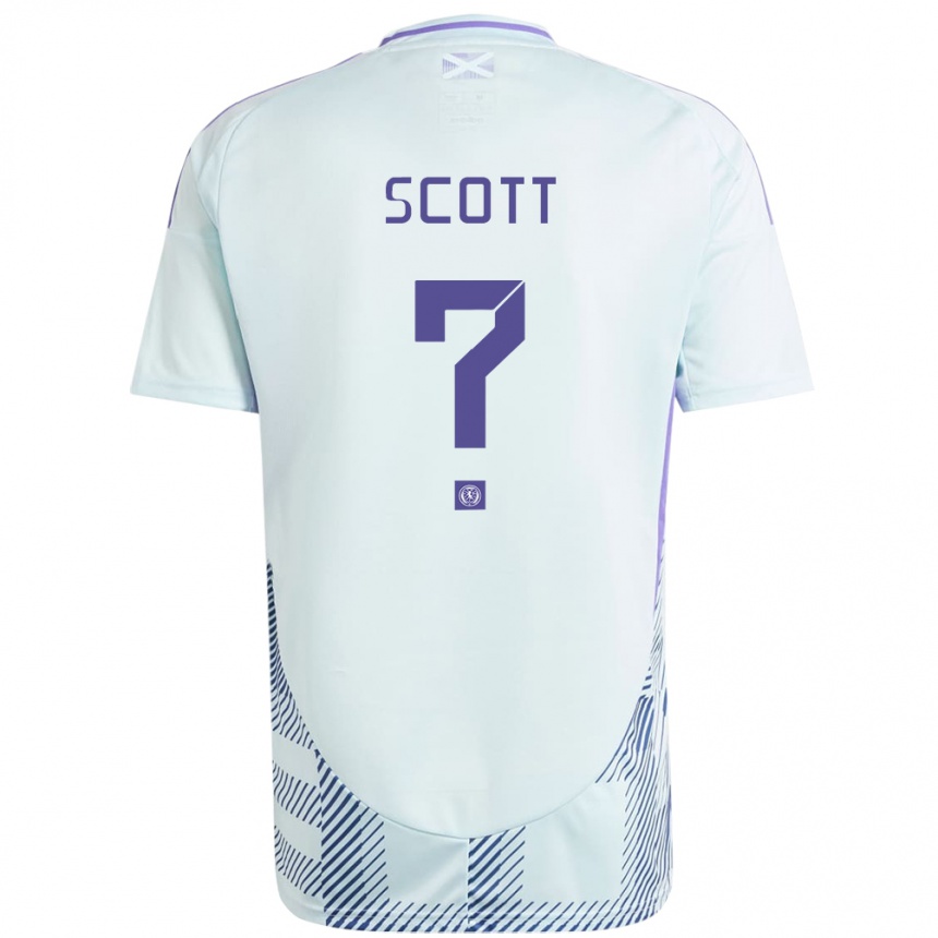 Kids Football Scotland Cameron Scott #0 Light Mint Blue Away Jersey 24-26 T-Shirt Za