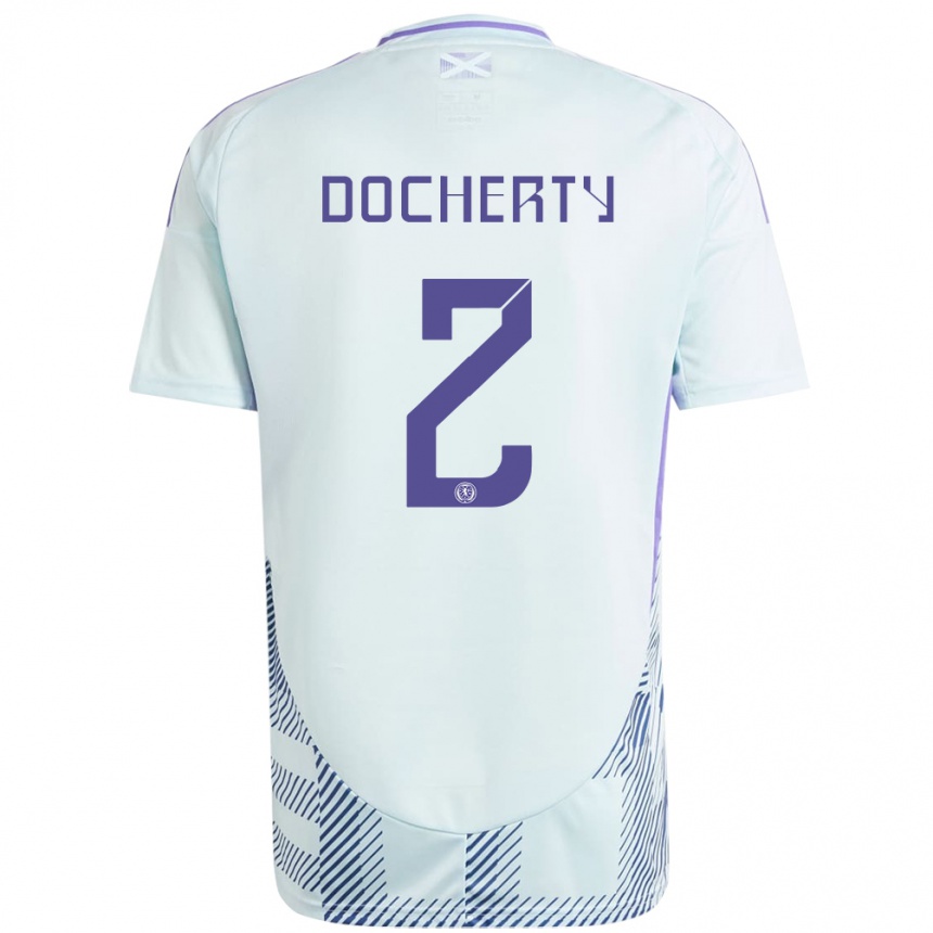 Kids Football Scotland Nicola Docherty #2 Light Mint Blue Away Jersey 24-26 T-Shirt Za