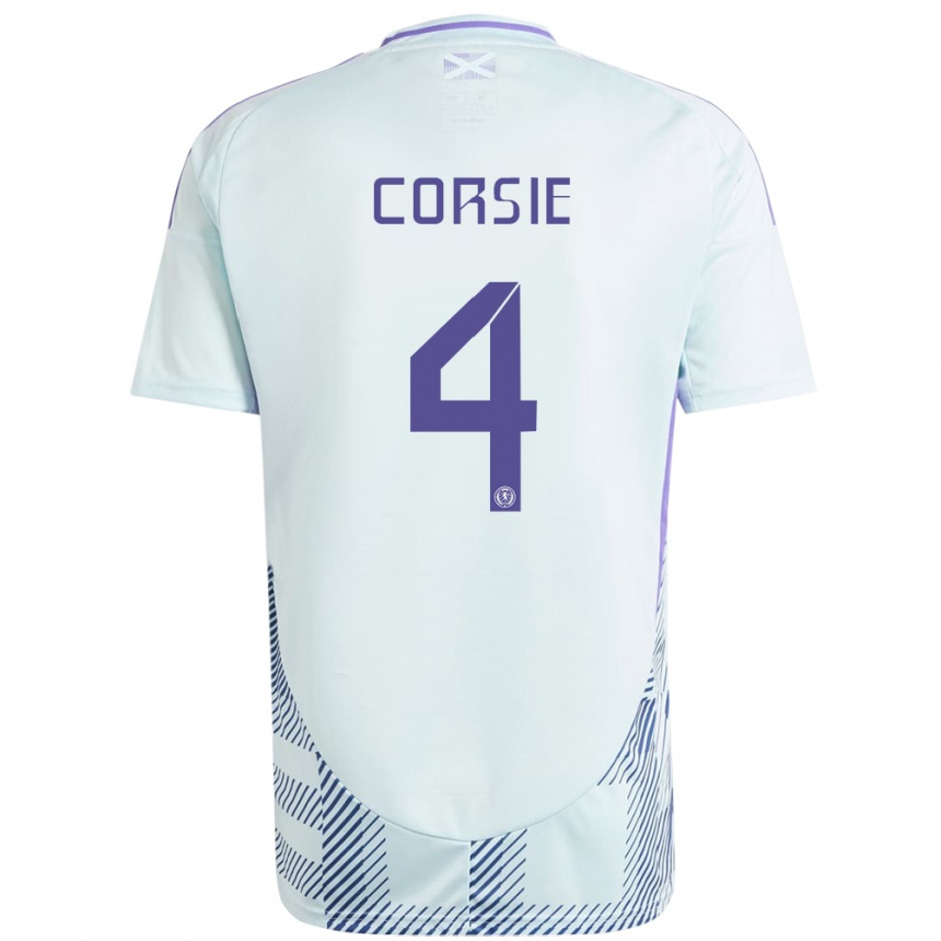 Kids Football Scotland Rachel Corsie #4 Light Mint Blue Away Jersey 24-26 T-Shirt Za