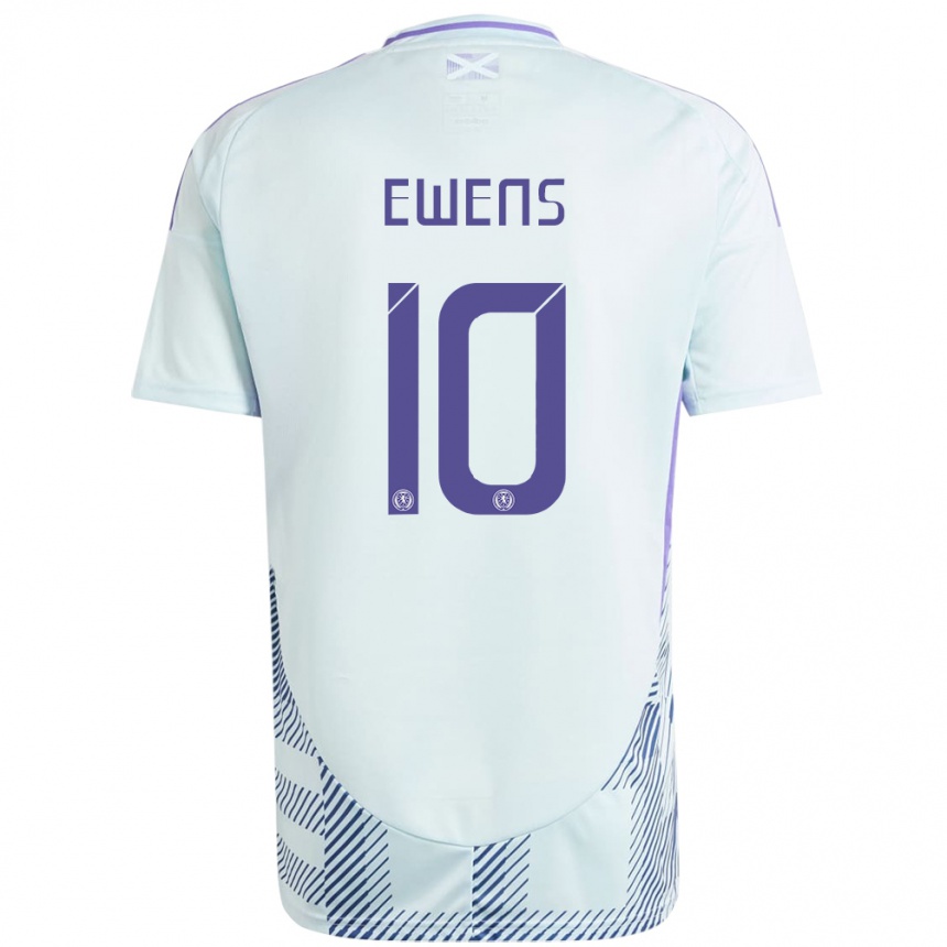 Kids Football Scotland Sarah Ewens #10 Light Mint Blue Away Jersey 24-26 T-Shirt Za