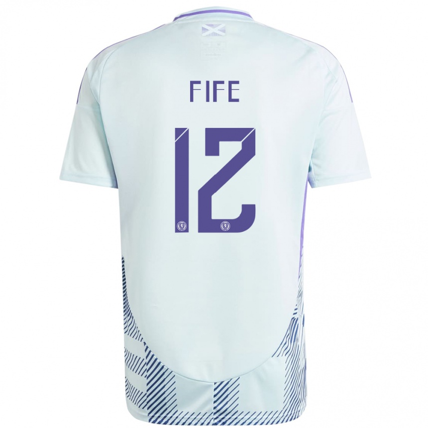 Kids Football Scotland Jenna Fife #12 Light Mint Blue Away Jersey 24-26 T-Shirt Za