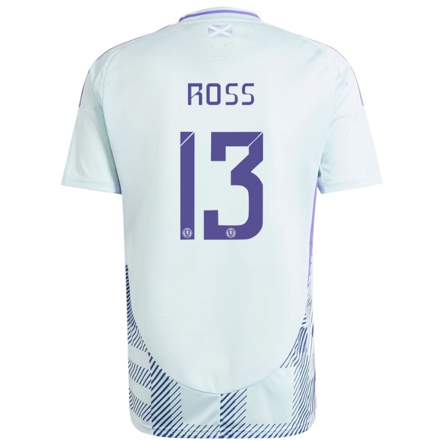 Kids Football Scotland Jane Ross #13 Light Mint Blue Away Jersey 24-26 T-Shirt Za