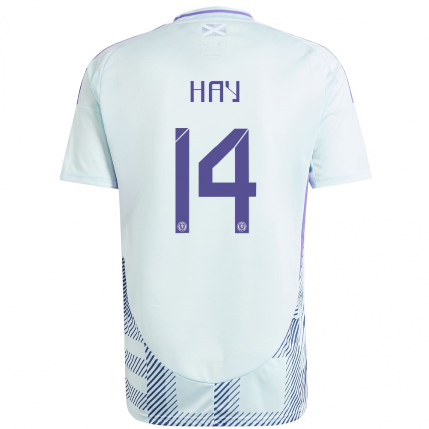 Kids Football Scotland Brogan Hay #14 Light Mint Blue Away Jersey 24-26 T-Shirt Za