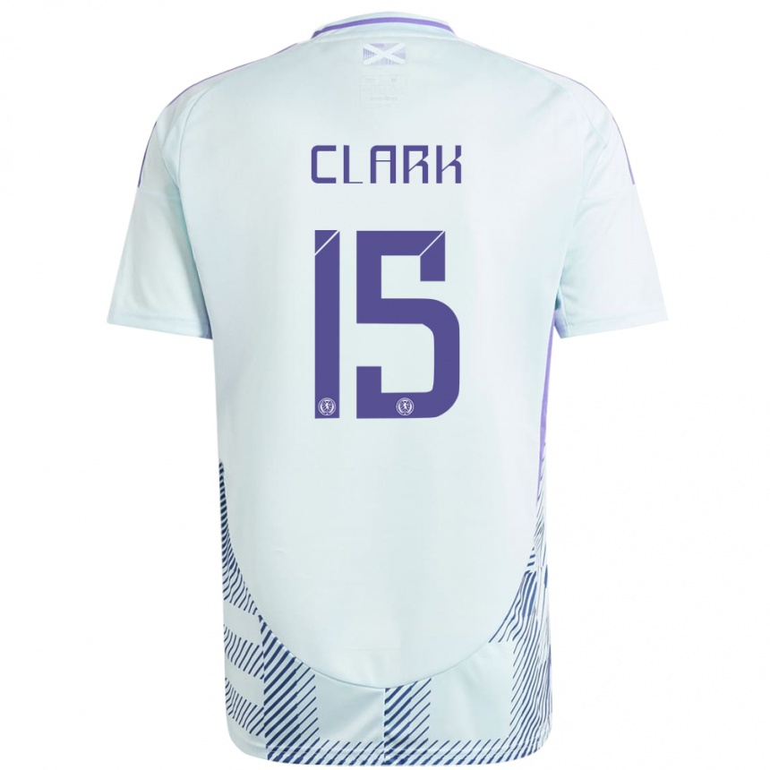 Kids Football Scotland Jenna Clark #15 Light Mint Blue Away Jersey 24-26 T-Shirt Za